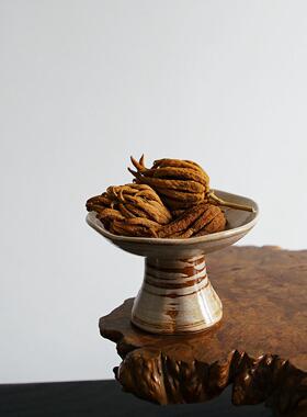 中式供盘果盘家用佛手柑专用高脚盘陶瓷高足点心盘客厅水果盘供佛