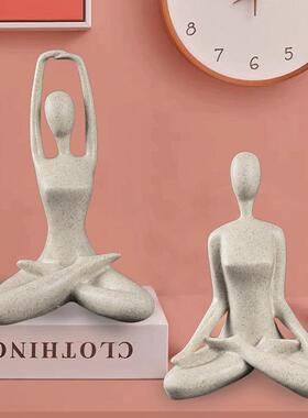 新款直销北欧现代简约创意瑜伽少女摆件树脂工艺家居饰品橱窗壁柜