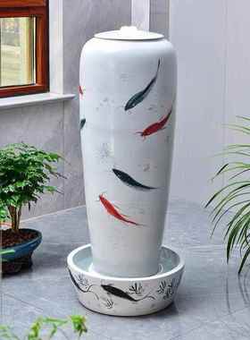 中式陶瓷流水喷泉水景招财客厅办公室加湿器玄关装饰景观落地摆件