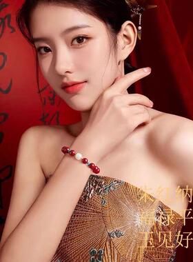 原矿纯正朱砂手串真货紫金红砂和田玉绿松石手串手链女真品散