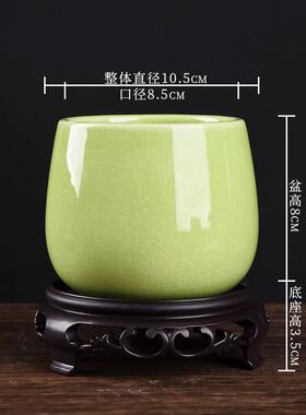 哥窑多肉花盆带托 托盘特价简约绿植文竹菩提小叶九里香小榕树微