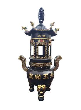寺庙法器道观焚化炉 宗祠铸铁圆形经炉 陵园墓地六龙柱还愿烧纸炉