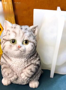 捏捏乐大胖猫模具家猫模具丹丹滴胶石膏DIY可爱猫薄款硅胶模具