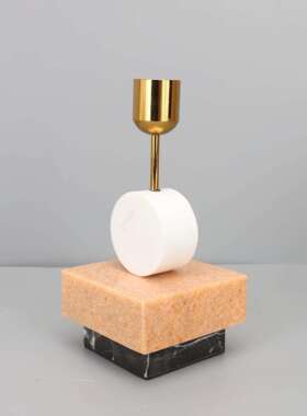 欧装式创意大理石拼接厅11111烛台摆件样板房卧室书房客样房板桌