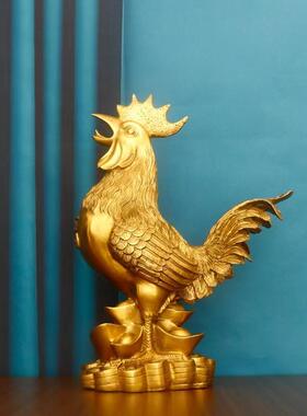 黄铜福鸡 摆件铜公鸡金鸡元宝鸡母鸡家居客厅风水 工艺品摆件