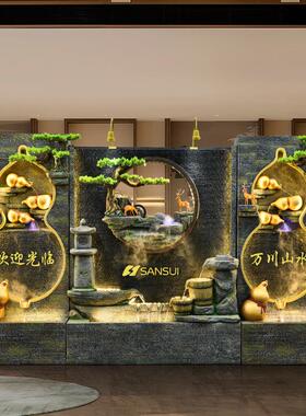 型水幕大墙水墙屏风公BOI司客厅别院墅庭落地景观喷泉葫芦装饰流