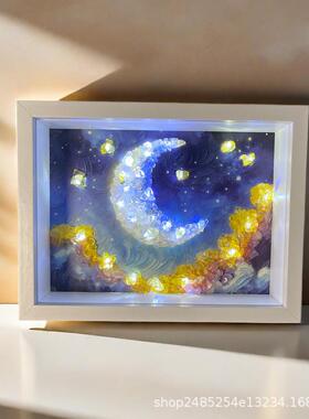 热卖水晶摆件水晶星空夜灯水晶画水晶灯光画装饰画星梦