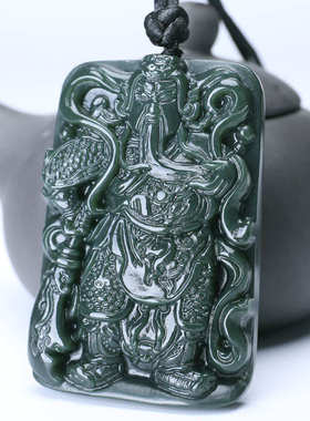 和田玉关公吊坠男女款和田玉青玉关公挂件玉器工艺品