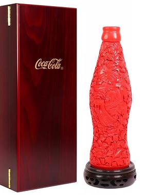 官方正品 可口可乐民间传统文化艺术福字图案雕漆瓶 漆雕瓶木礼盒