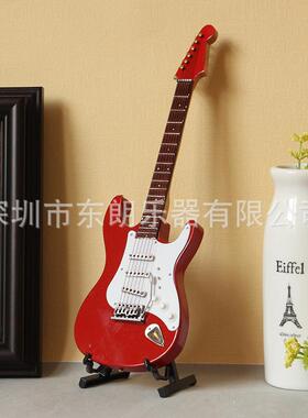 迷你电吉他模型摆件生日聚会摆件木质工艺品圣诞树挂件电贝斯模型