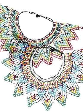 非洲部落彩色米珠波西米亚民族风项链披肩套装舞台表演夸张配饰