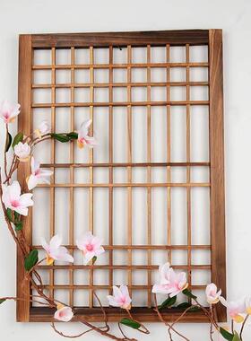 实木网格挂件墙面装饰覆古门窗花架中式田园风木栅栏幼儿园