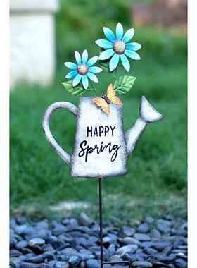 xyt花园装饰户外铁艺水壶庭院阳台插件插牌布置造景别墅园林草坪