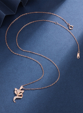 妮美雅跨境S925纯银狐狸项链女轻奢气质时尚精致高级感个性锁骨链