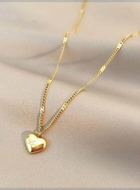 316 Stainless Steel Gold Color Necklace Love Heart Pendant