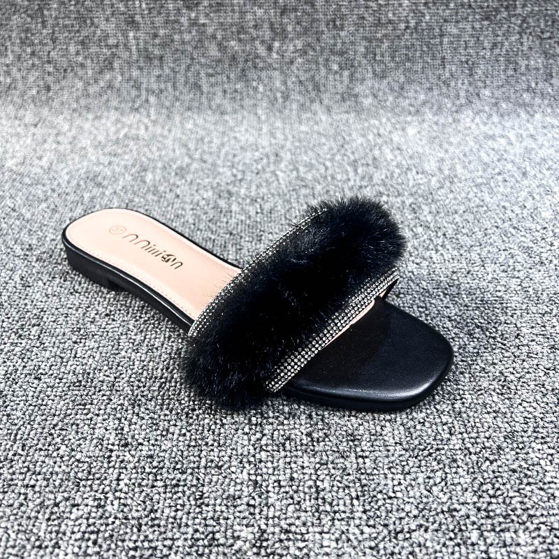 夏季女鞋外穿一脚蹬女拖鞋slippers shoes female slides bigsize - 图2