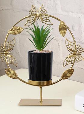 2025年新款客厅摆件旺宅摆件北欧创意铁艺几何仿真盆栽家居客厅办
