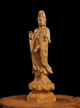 黄杨木雕刻释迦牟尼阿弥陀佛佛像摩诃德观音菩萨西三圣入口摆件