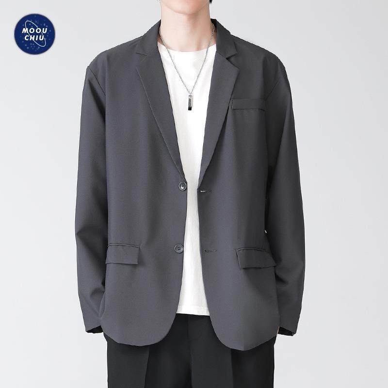 沐丘男装∣雅痞帅气宽松学院风休闲西装外套男dk制服韩版潮流西服 - 图1