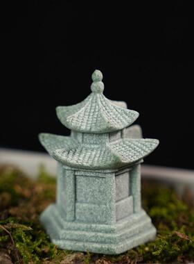 水族鱼缸造景景观小石亭摆件园艺假山花卉盆景文昌塔小亭子装饰品