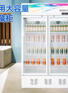 饮料柜商用冷藏展示柜直冷双门门展示柜超市玻璃门保鲜柜酒水柜
