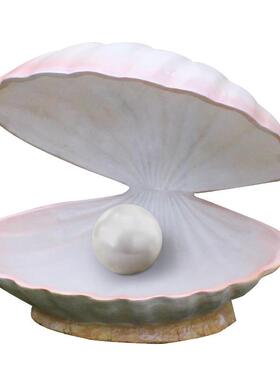 热销海洋动物玻璃钢 珍珠大扇贝雕塑贝壳海螺 海草仿真工艺品装饰