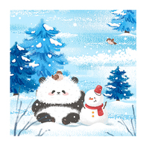 (New Preferential Special) Big Little Bear Flower in Winter Day Panda Hung Painting and Sign of Limited Edition Painting