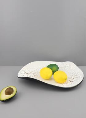 北欧创意几何不规则椭圆形树脂果盘托盘摆件客厅餐厅软装家居饰品