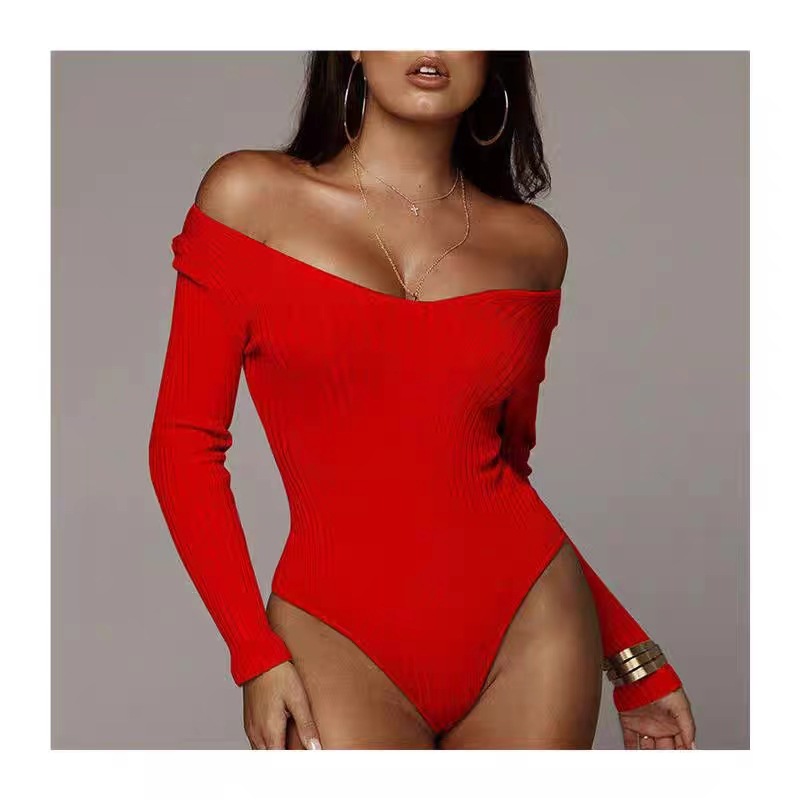 Low cut long sleeved jumpsuit for women, tight fitting and s - 图2