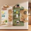 Solid wood hole board storage rack wall hanging storage rack custom entry entrance hole board dressing mirror sliding mirror integrated