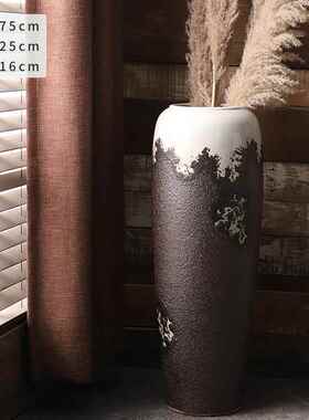 新款复古陶瓷落地花瓶客厅插花摆件现代简假约欧式大花花插家居花