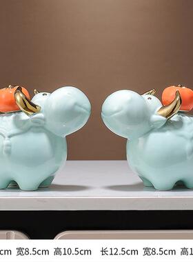 正品牛气冲天乔牛柿寓意好摆件店铺业开迁装饰品势运如虹创意陶瓷