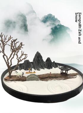 新中式桌面摆景 诗情画意居室摆件 创意禅意盆景茶室茶室玄关装饰