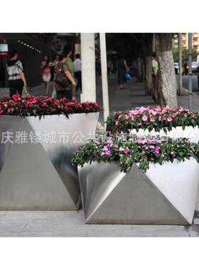 厂家直销不锈钢多边形花盆花箱景观花池市政街道组合花箱