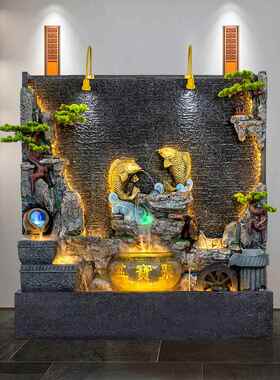 假山流水摆件循环喷泉水幕墙花园庭院装饰中式玄关造景观屏风摆件