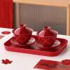 Wedding wedding bowl, tea cup, pair of high-end wedding modified tea sets, pair of bowls and chopsticks set, wedding supplies
