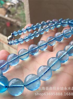 厂家直销 天然海蓝宝塔链 天然海蓝宝女款塔链项链 现货大量