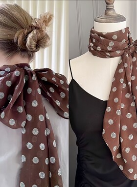 Brown Polka Dot Silk Scarf Print High-end Versatile Accessor