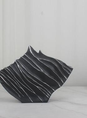 创意现代黑色异形肌理果盘蒜头件关样板装RSU间客厅摆玄餐厅厨房