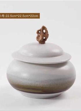 新中式水墨陶瓷罐摆件样板房售楼处酒店大堂软装客厅书房餐厅摆设