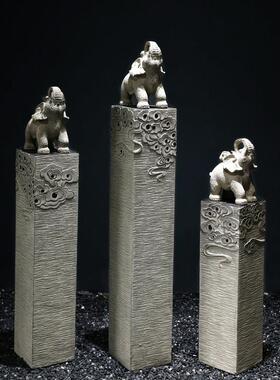 玄关摆件入户门装饰办公室彷石雕麒麟貔貅落地狮子一对中式拴马桩