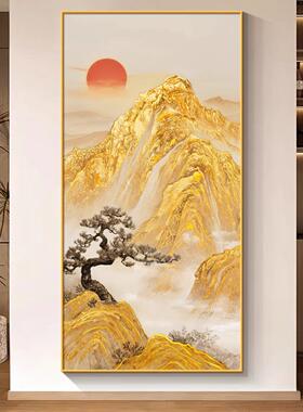 日照金山玄关挂画客厅山水装饰画新中式书房靠山图过道走廊墙壁画