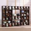 Solid wood wall-mounted ancient rack tea cup rack tea set rack purple sand pot storage rack ornament display rack Duobao Pavilion tea rack