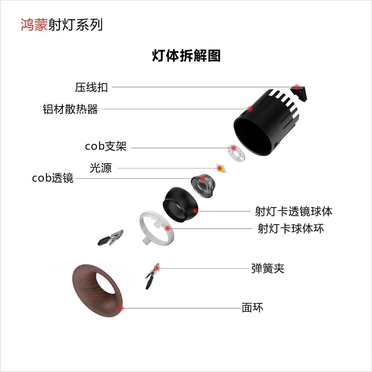 Walnut spotlight cob curved embedded small hill spotlight led curved frameless downlight home without main light