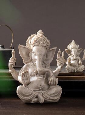 跨境东南亚象头财神摆件泰式禅意印度象神家居桌面工艺品装饰品