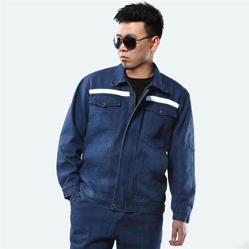 高档牛仔新修款工作服男电焊防烫劳工厂服装汽服加厚电工焊工工服 - 图1