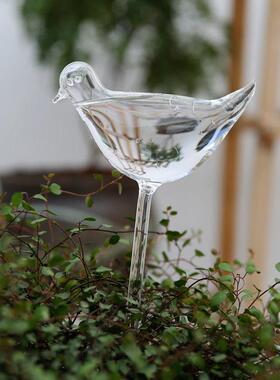 懒人浇水玻璃小鸟渗水器滴水浇花滴灌多肉淋花洒水器自动浇花器