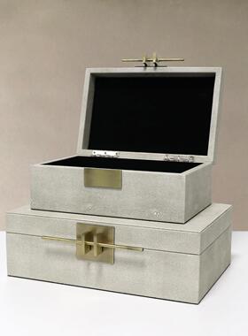 中古现代新中式首饰盒摆件样板房衣帽间橱窗收纳盒酒店木质装饰盒