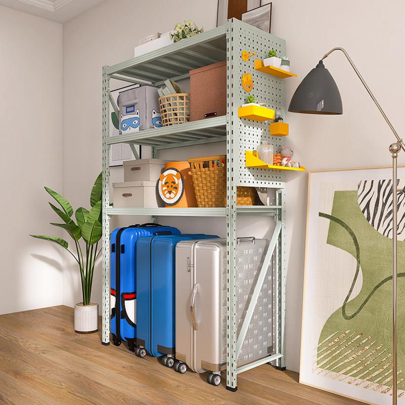 Gray green home storage rack three-story balcony hollow hole board shelf luggage trolley box basement storage m1