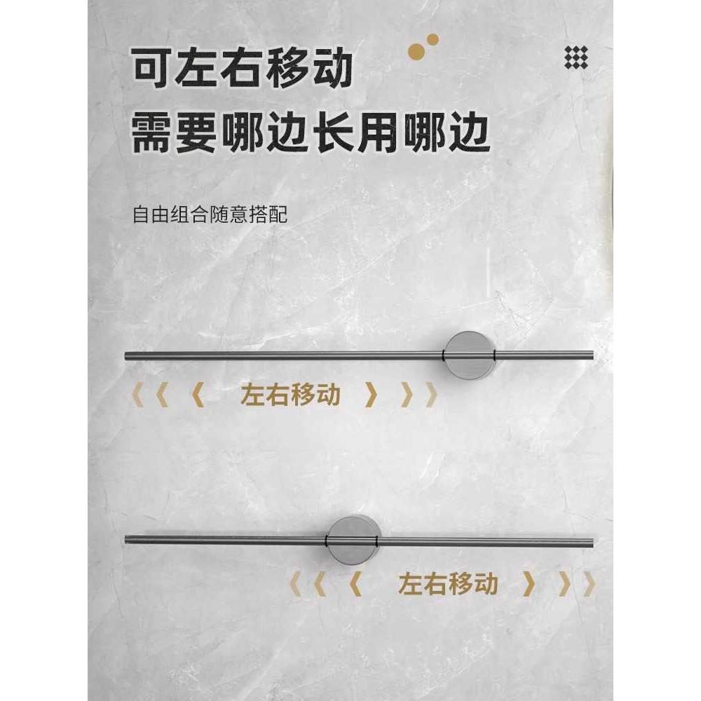 枪灰色浴室毛巾架置物架免打孔太空铝美式极简毛巾杆双杆卫浴挂件 - 图1